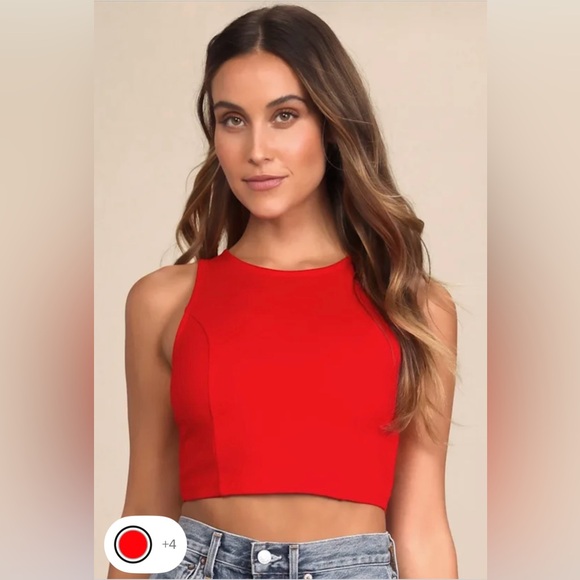 NWT Red Sleeveless Crop Top - Picture 5 of 7